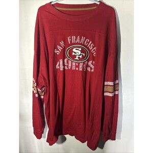 5XL MAJESTIC RED SAN FRANCISCO 49ERS LONG SLEEVE T-SHIRT LARGE PRINT
